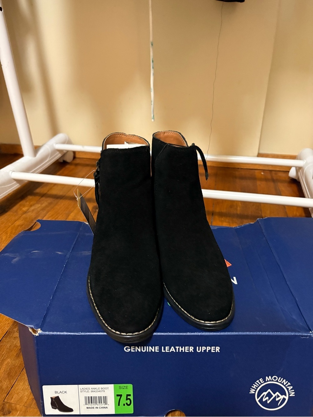 White Mountain Black Suede Ankle Boots